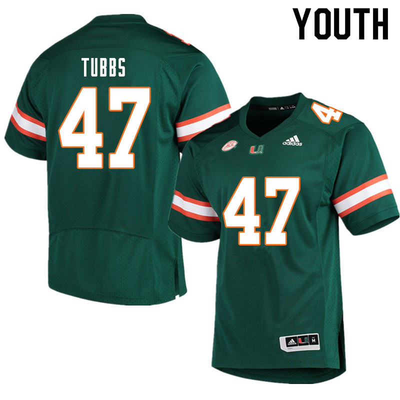 Youth #47 Mykel Tubbs Miami Hurricanes College Football Jerseys Sale-Green